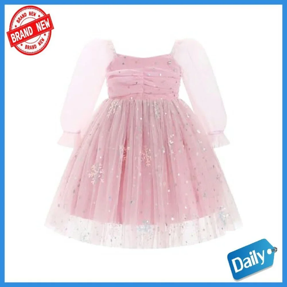 Toddler Girl Formal Tulle Dress Long Sleeve Birthday Party Photo Shoot